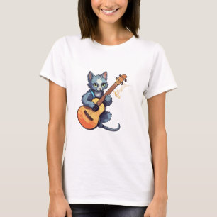 Cat Playing Guitar, Cat and Music T-Shirt