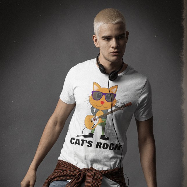 CAT PLAYING GUITAR CATS ROCK T-Shirts Tees (Creator Uploaded)