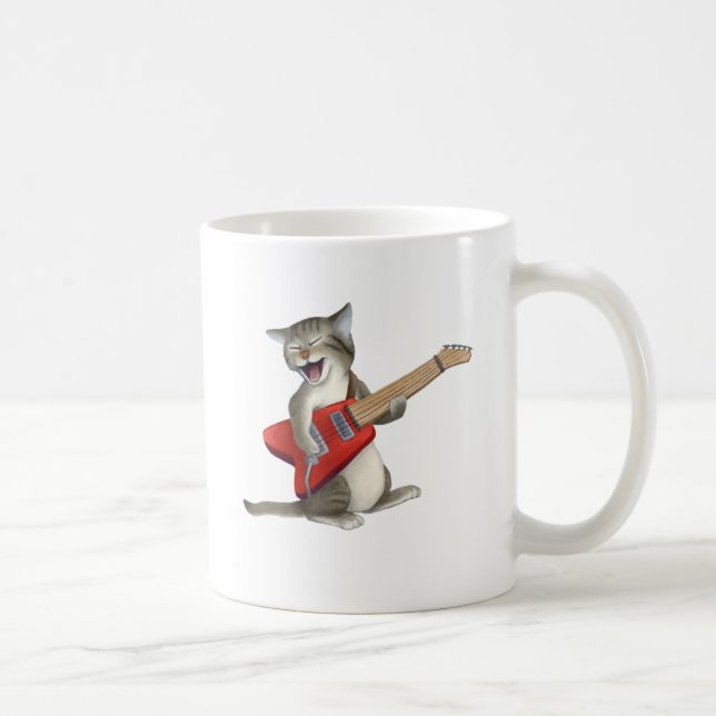 Cat Playing Guitar Coffee Mug (Right)