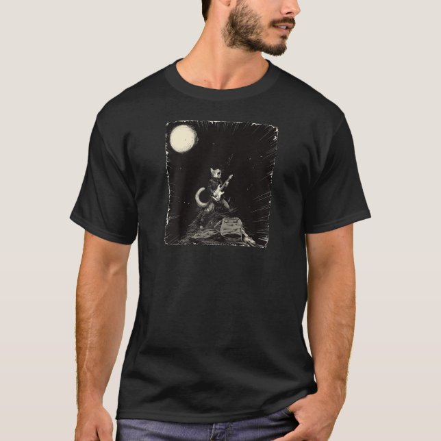 Cat Playing Guitar Funny Rock Star Classic Rock Ro T-Shirt (Front)