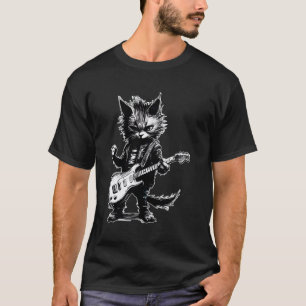 Cat Playing Guitar Kitten Plays Guitarist Rockstar T-Shirt