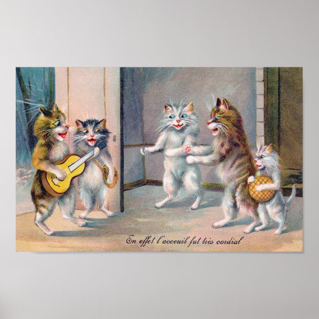 Cat Playing Guitar, Louis Wain Poster (Front)