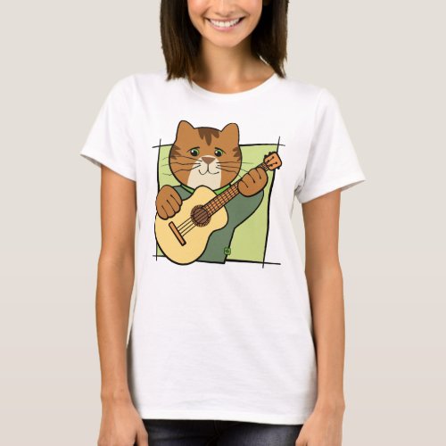 Cat Playing Guitar Music Poster T_Shirt