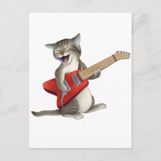 Cat Playing Guitar Postcard