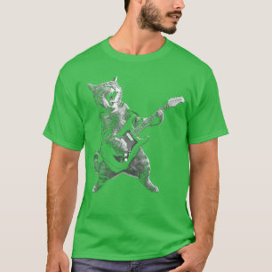 Cat Playing Guitar Rock and Roll Rock Star for Men T-Shirt