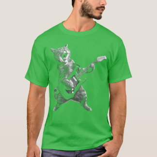 Cat Playing Guitar Rock and Roll Rock Star for Men T-Shirt