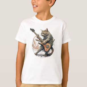 Cat Playing Guitar Rock Cat Heavy Metal Cat Mus T-Shirt