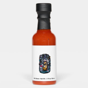 Cat Playing Guitar Rock & Roll 80s 90s Rock Band C Hot Sauces