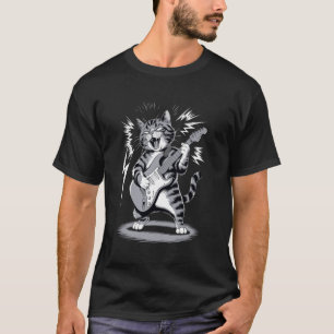 Cat Playing Guitar Rock Star Kitten Funny Music Lo T-Shirt