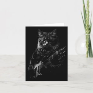 Cat Playing Guitar Rock Star Rock And Roll Men Wom Card