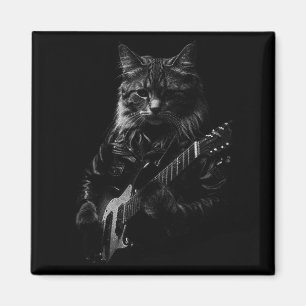 Cat Playing Guitar Rock Star Rock And Roll Men Wom Magnet