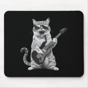 Cat Playing Guitar Rock Star Rock And Roll Men Wom Mouse Pad