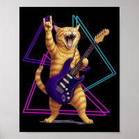 Cat Playing Guitar Rock Star Rock And Roll Men Wom