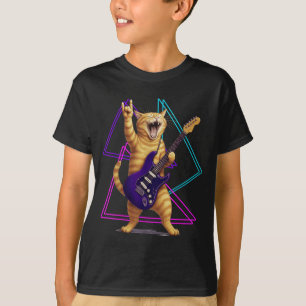 Cat Playing Guitar Rock Star Rock And Roll Men Wom T-Shirt