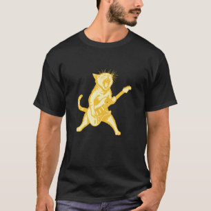 Cat Playing Guitar Rock Star Rock and Roll Men Wom T-Shirt