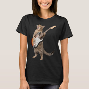 Cat Playing Guitar Shirt Kids Men Women Rock And R