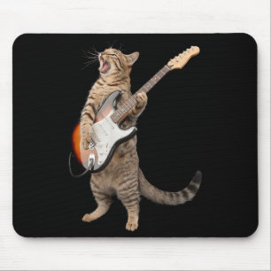 Cat Playing Guitar Shirt Kids Men Women Rock And R Mouse Pad