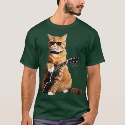 CAT playing Guitar T_Shirt