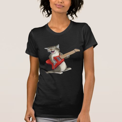 Cat Playing Guitar T_Shirt