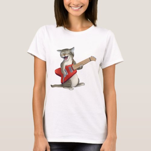 Cat Playing Guitar T_Shirt