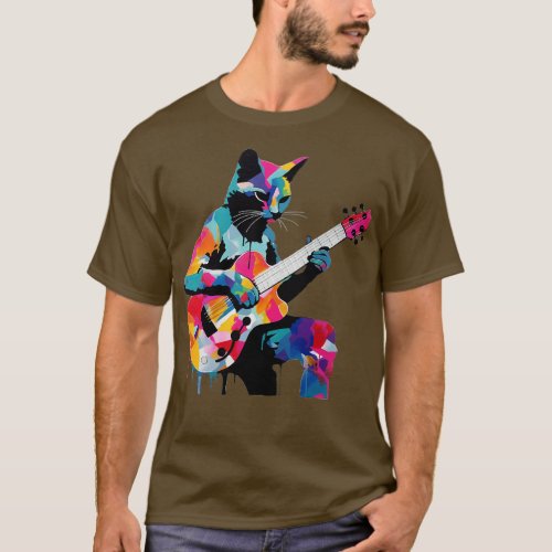 Cat playing guitar T_Shirt