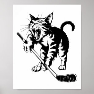 Cat Playing Ice Hockey _1 Poster