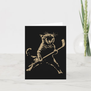 Cat Playing Ice Hockey Card