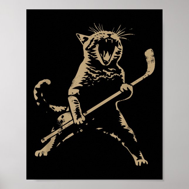 Cat Playing Ice Hockey  Poster (Front)