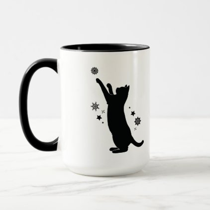 Cat Playing in the Snow at the Holidays! Mug