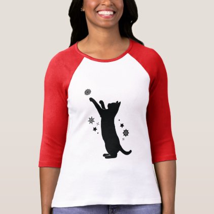 Cat Playing in the Snow at the Holidays! T-Shirt