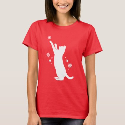 Cat Playing in the Snow at the Holidays! T-Shirt