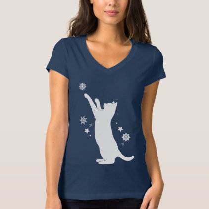 Cat Playing in the Snow at the Holidays! T-Shirt