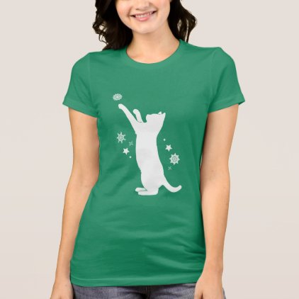 Cat Playing in the Snow at the Holidays! T-Shirt