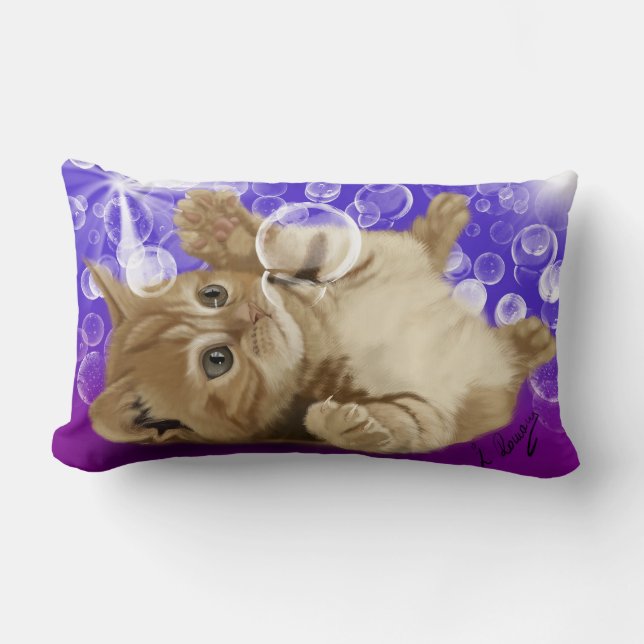 cat playing lumbar pillow (Front)
