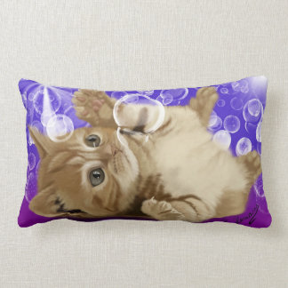 cat playing lumbar pillow