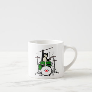Cat Playing Musical Gift, Cat Playing Drum Espresso Cup