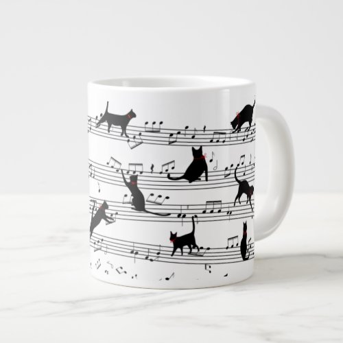 Cat Playing Note Music Cat Music Black Cat Gift Giant Coffee Mug