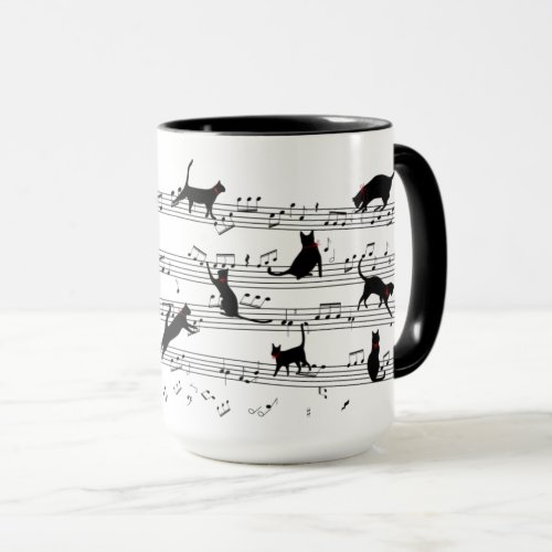Cat Playing Note Music Cat Music Black Cat Gift Mug