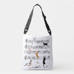 Cat Playing Note Music, Naughty Cat Gift, Cute Cat Crossbody Bag