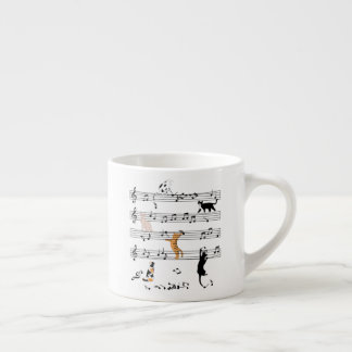 Cat Playing Note Music, Naughty Cat Gift, Cute Cat Espresso Cup
