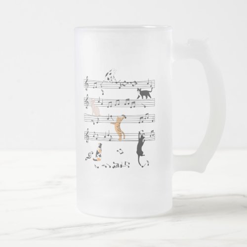 Cat Playing Note Music Naughty Cat Gift Cute Cat Frosted Glass Beer Mug