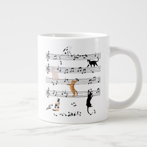 Cat Playing Note Music Naughty Cat Gift Cute Cat Giant Coffee Mug