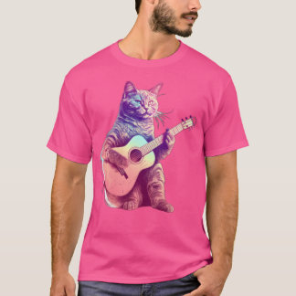 Cat Playing On Acoustic Guitar T-Shirt