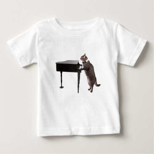 Cat Playing Piano Baby T_Shirt