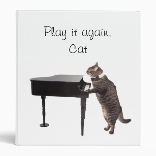 Cat Playing Piano Binder