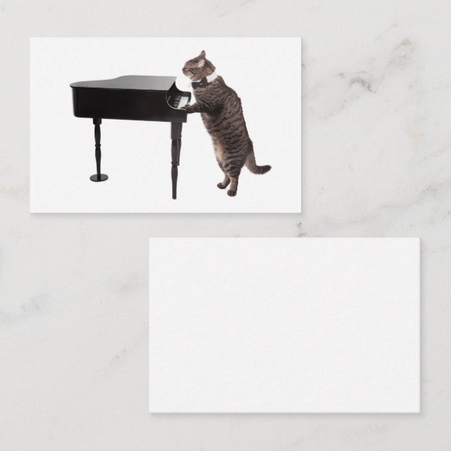 Cat Playing Piano Business Card (Front/Back)