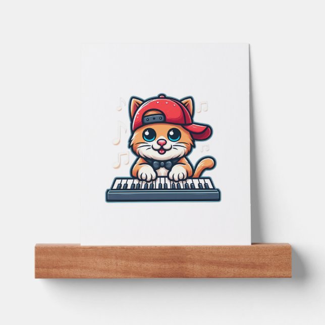 Cat Playing Piano Design for Music and Cat Lovers  Picture Ledge (Front)