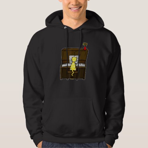 Cat Playing Piano Doodle For Cat Pianists Cat Mom Hoodie