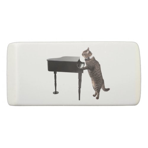 Cat Playing Piano Eraser