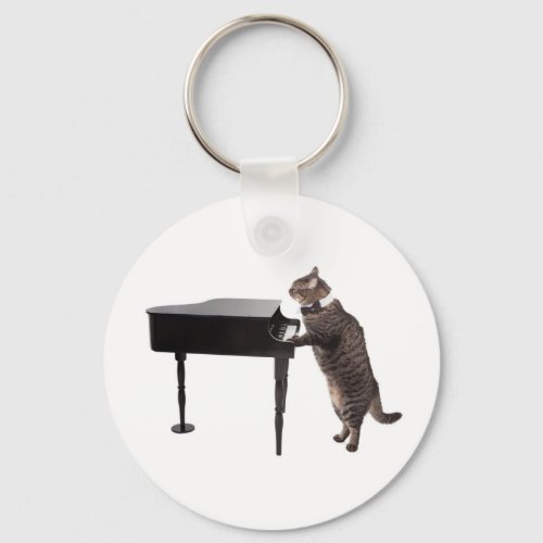 Cat Playing Piano Keychain